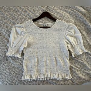 & Other Stories cropped ruched milkmaid white top size L